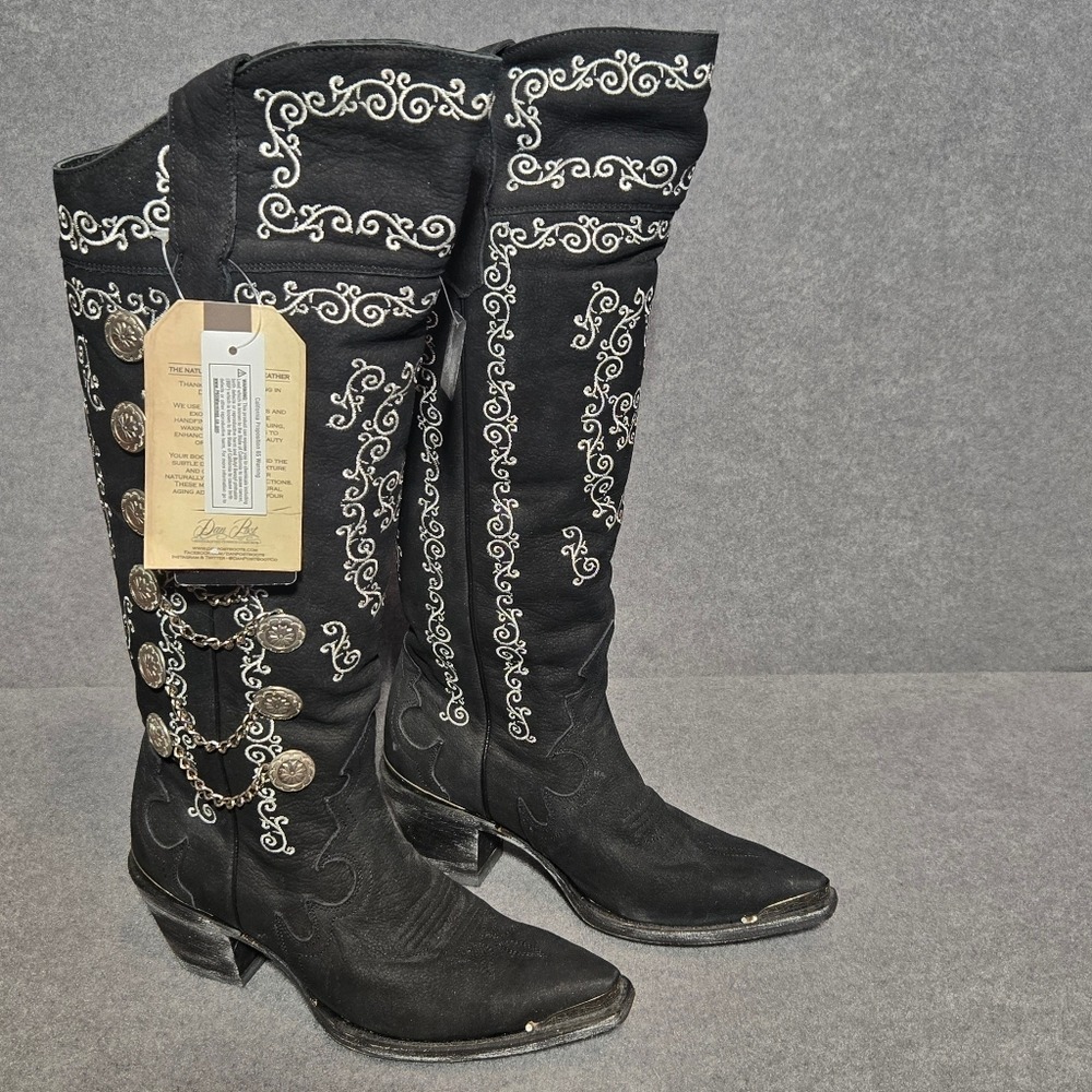 Dan Post Chain Reaction Black and White Leather Boots size 7.5 - Picture 13 of 15